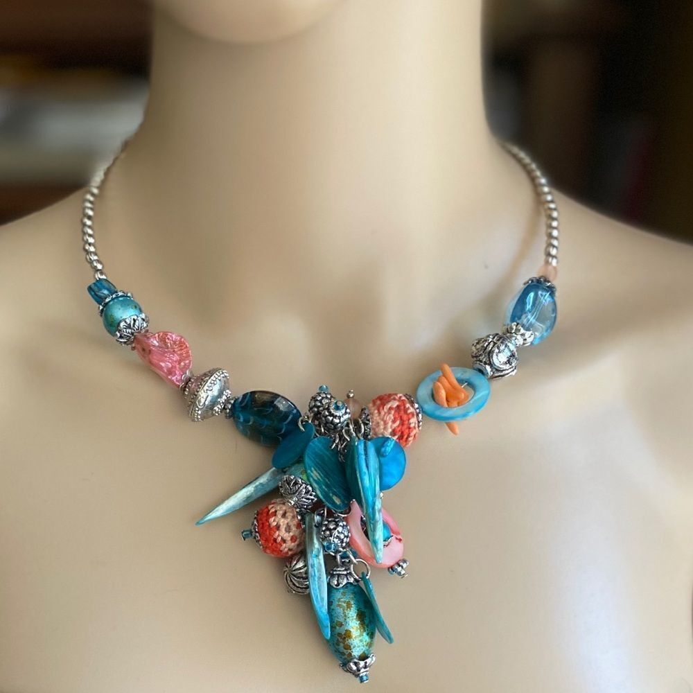 𝅺BOHO mixed beads & shells choker
